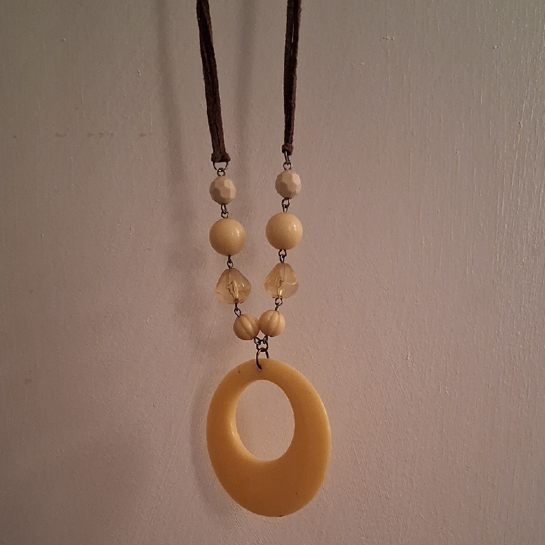 Vintage Yellow Pendant Necklace